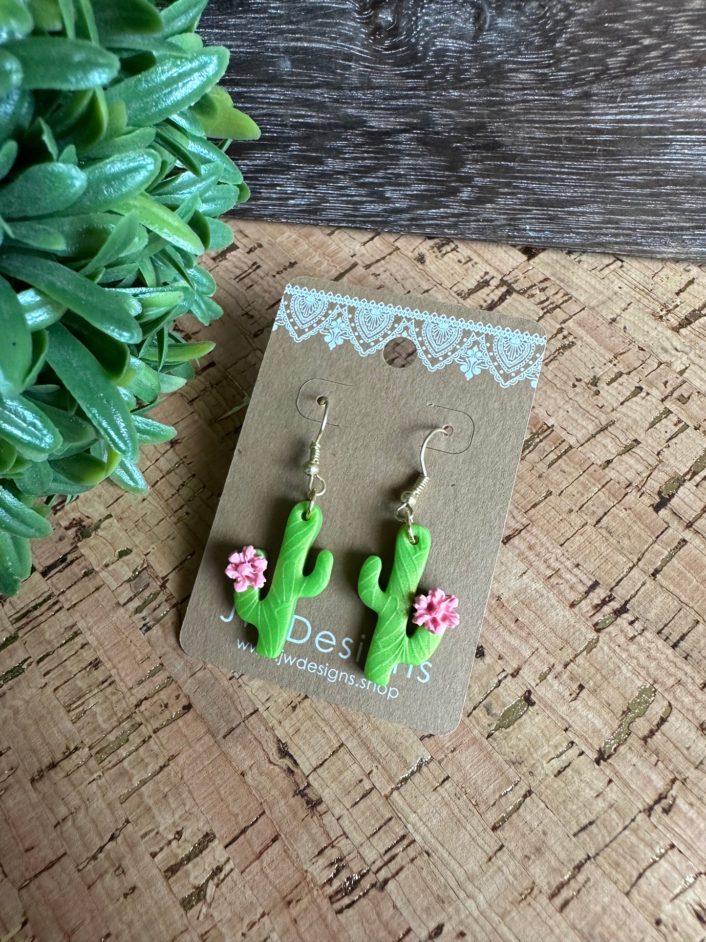 Polymer Clay Flower Cactus Earrings