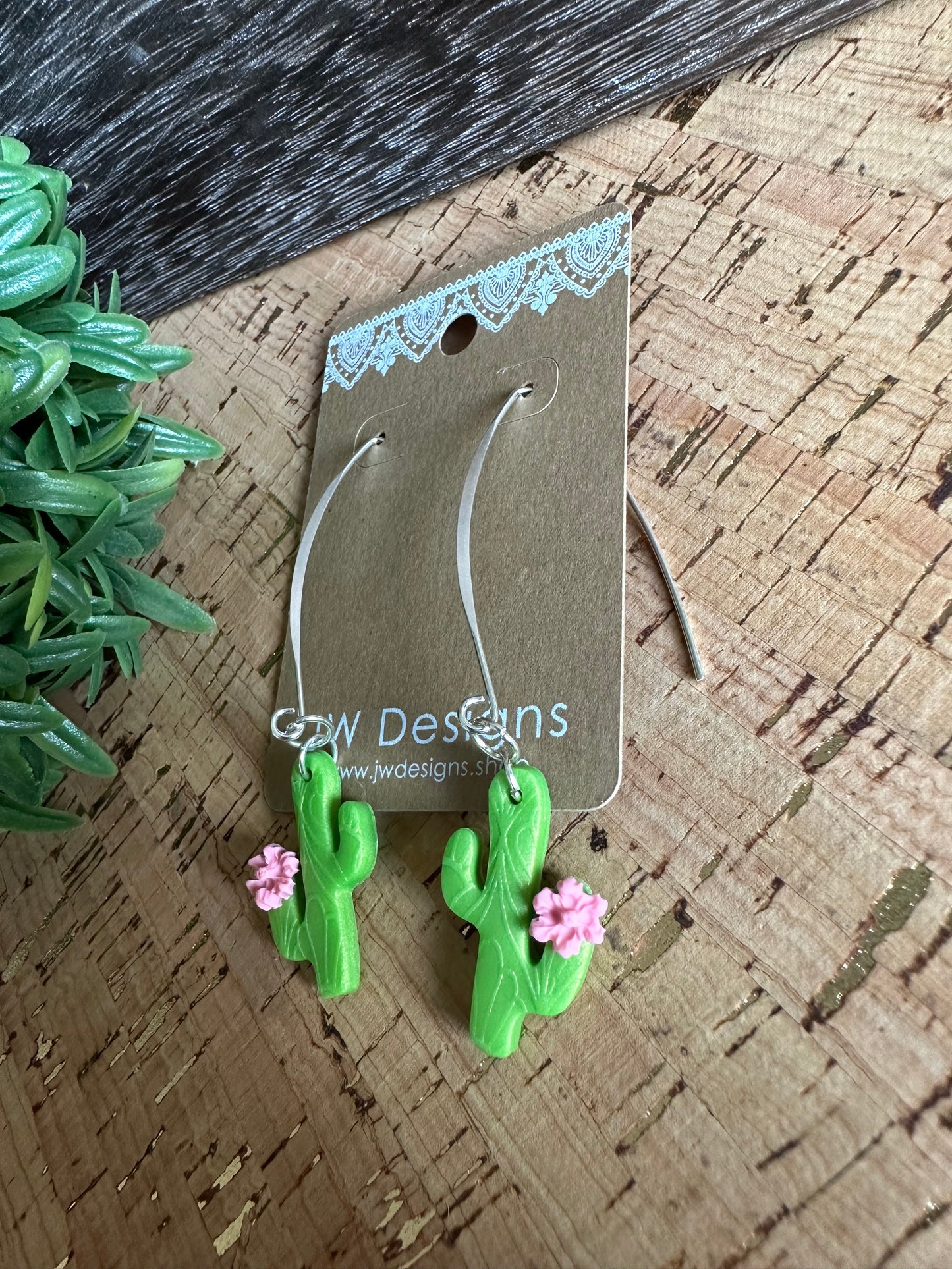 Polymer Clay Flower Cactus Earrings