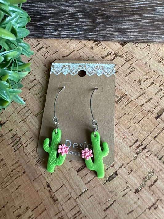 Polymer Clay Flower Cactus Earrings