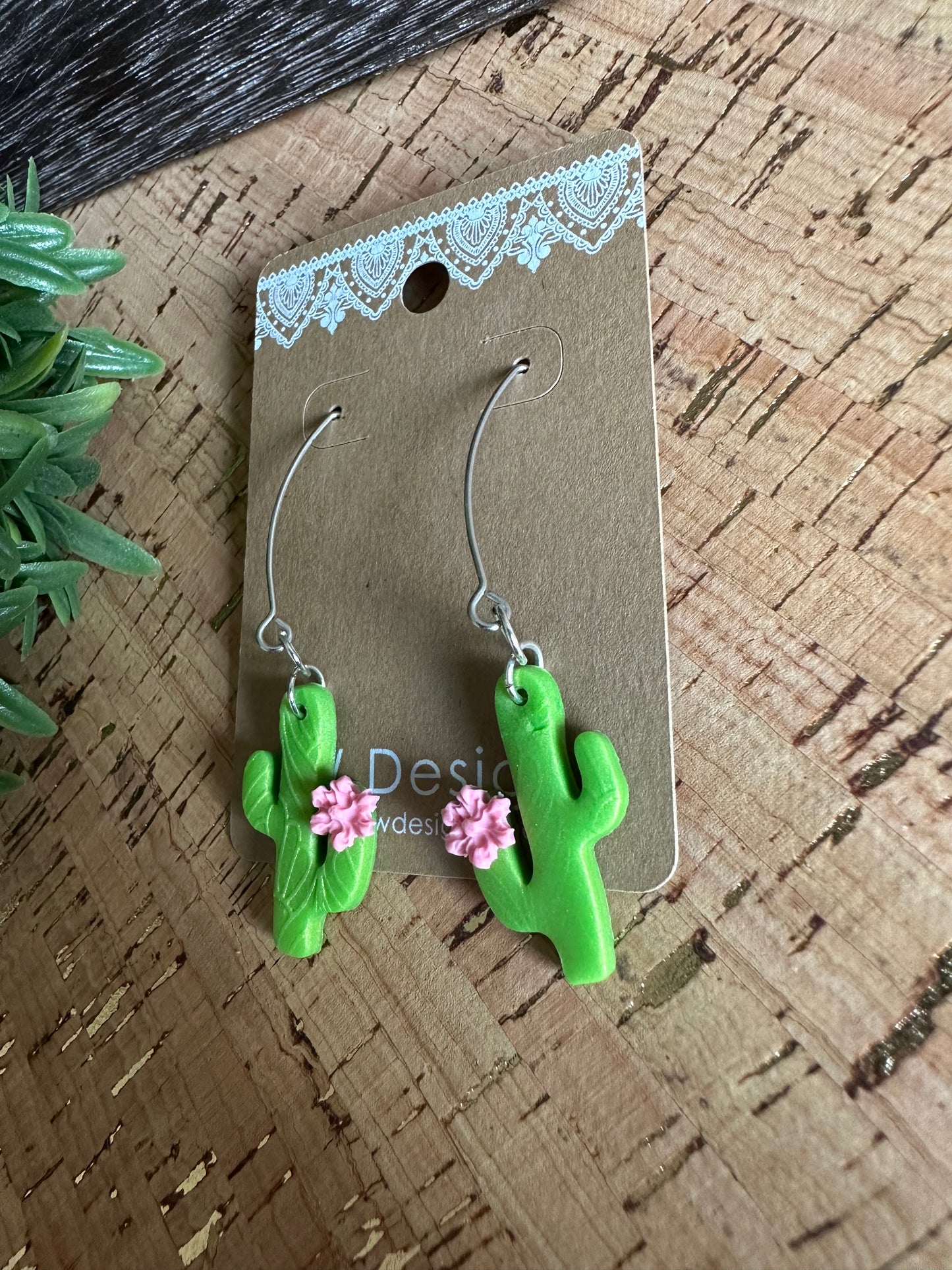 Polymer Clay Flower Cactus Earrings