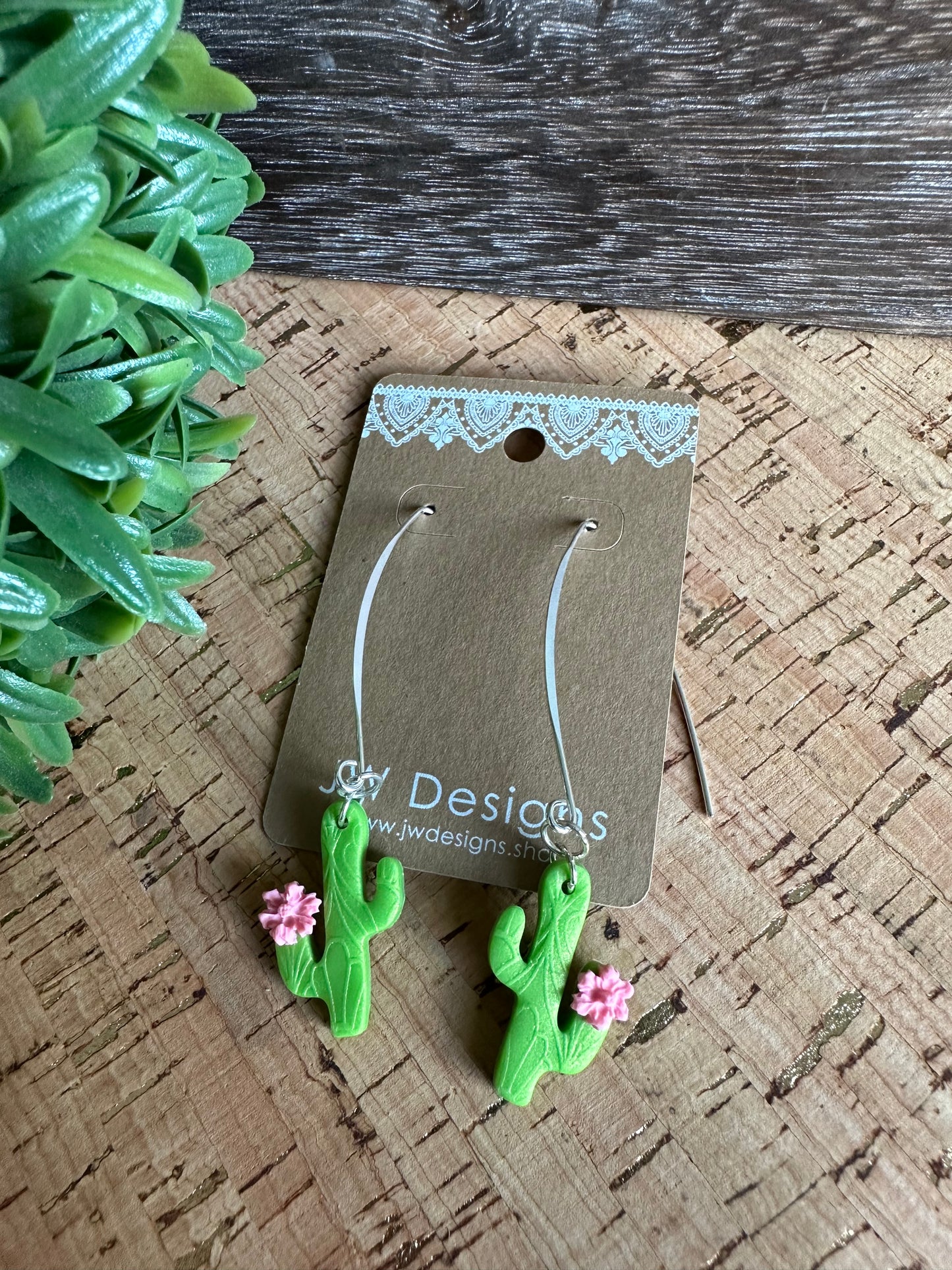 Polymer Clay Flower Cactus Earrings