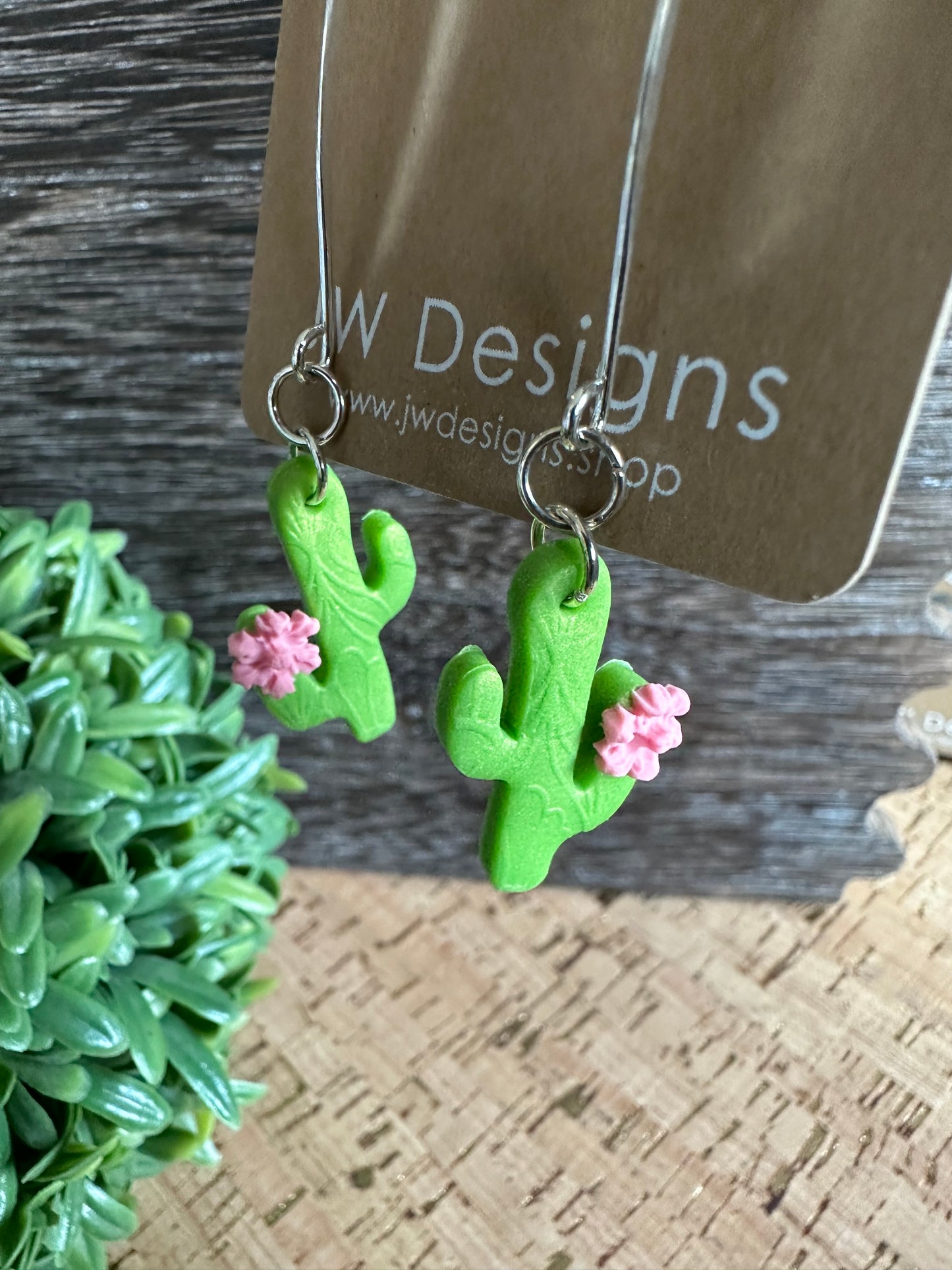 Polymer Clay Flower Cactus Earrings